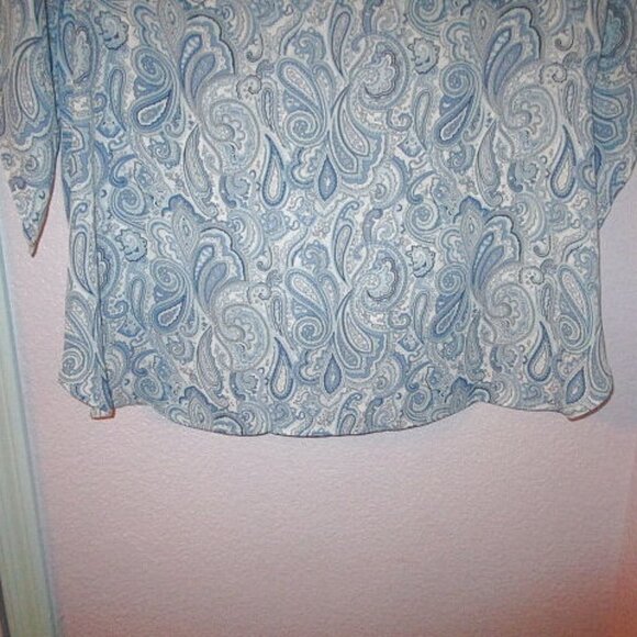 Catherines PAISLEY Chiffon Size 1X BLOUSE Tunic TOP Flowy FAUX WRAP High Low - Picture 10 of 10